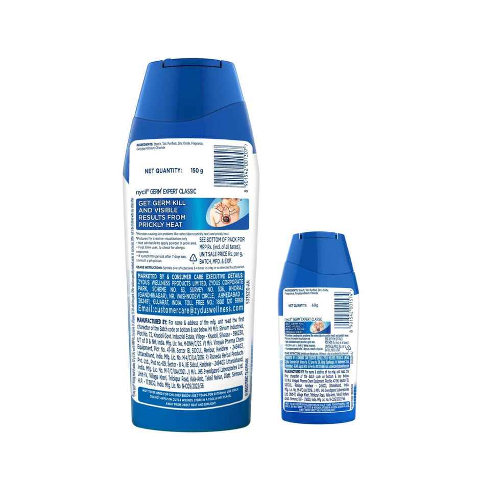 Nycil Germ Expert Prickly Heat Powder - Classic, (Get 60g Free)