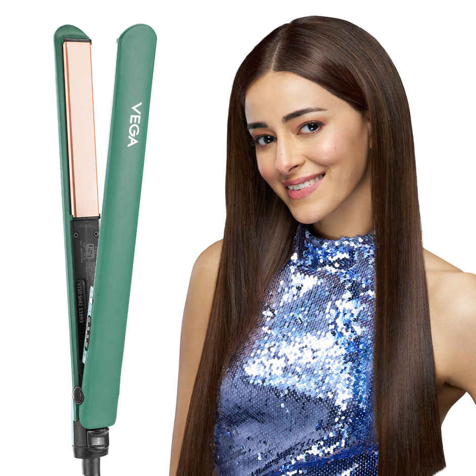 Vega Salon Smooth Hair Straightener for Women with Quick Heatup, 1 Year Warranty, Green (VHSH-42)