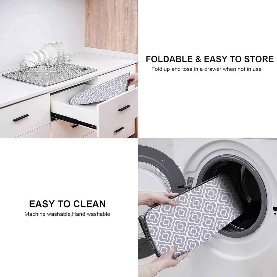 Cutting EDGE Microfiber Dish Drying Mat | Non-Slip, Water Absorbent for Kitchen Utensils | Grey