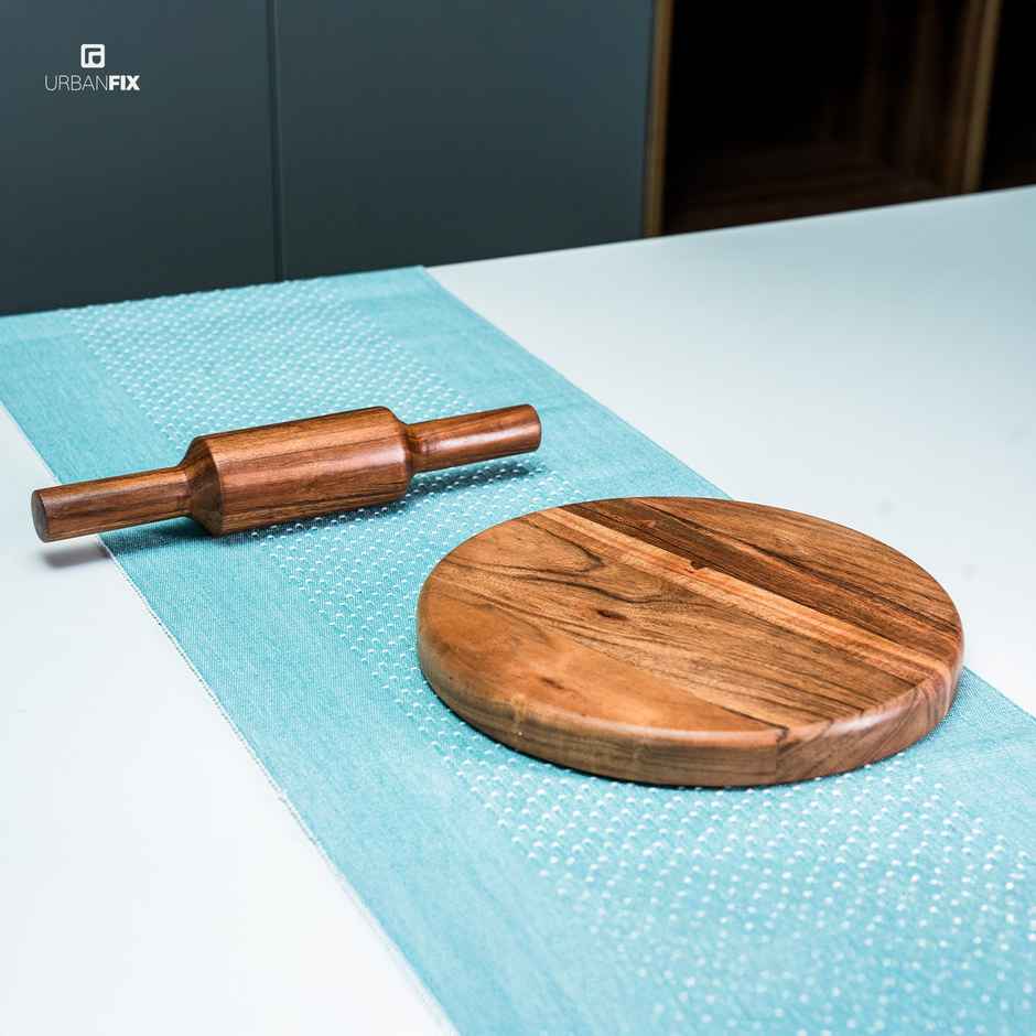 Urbanfix Single Block of Acacia Wood | Reversible Chakla Belan Chopping Board No Dyes or Polish