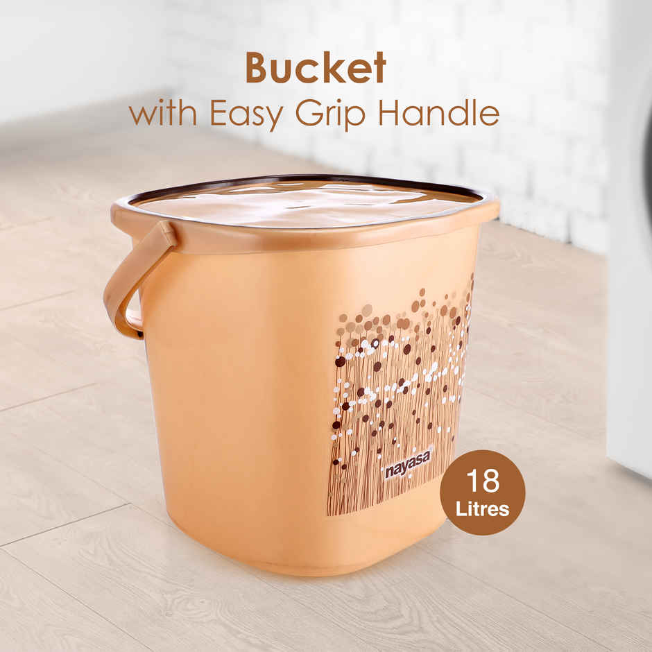 Nayasa Funk Plastic Bathroom Bucket Strong and Durable Water Storage Bucket | 18 L | Brown
