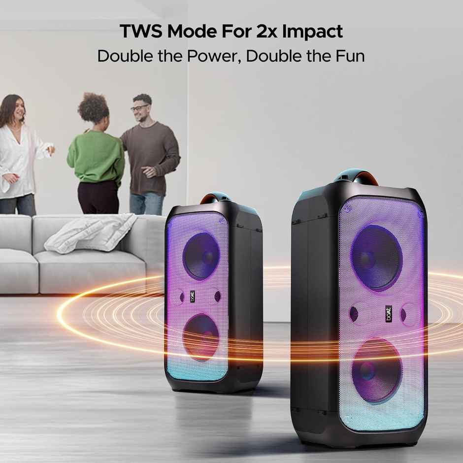 boAt Partypal 300 Speaker with 120 W Signature Sound, 6 hrs Playtime,Built-in Mic(Premium Black)