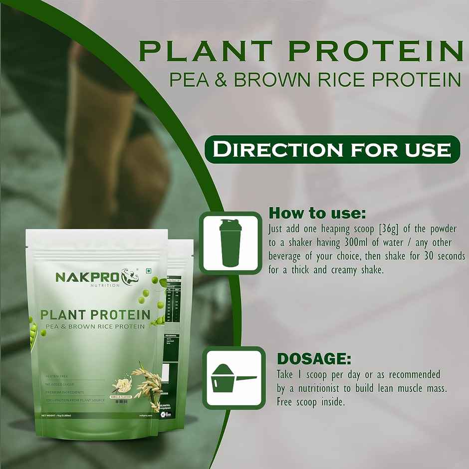 Nakpro Vegan Plant Protein Powder (Pea Protein & Brown Rice Protein) Vanilla -
