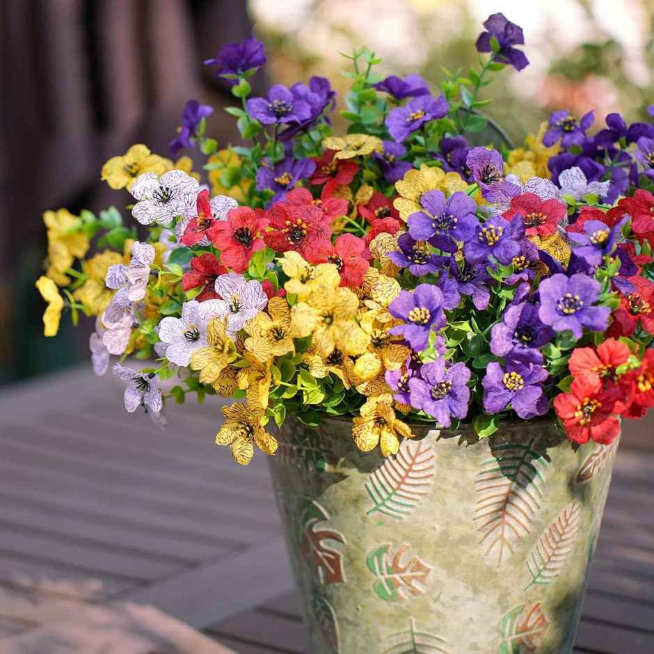 Artificial Eucalyptus Flower Bunch | Multicolour | 14.1 in | Tied Ribbons