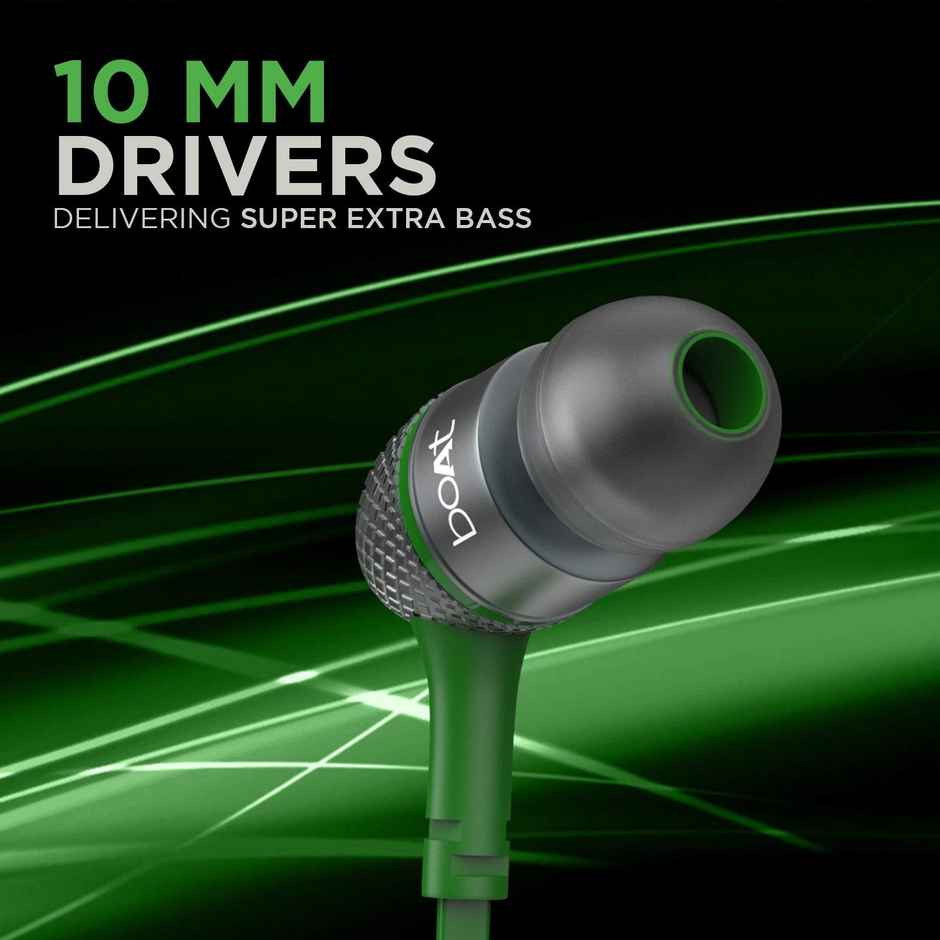 boAt Bassheads 225 in-Ear Wired Headphones with Mic, 3.5mm Audio Jack - Forest Green
