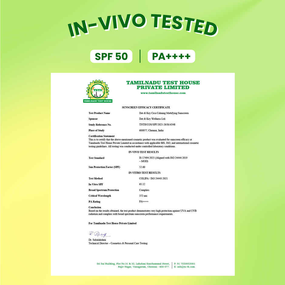 Dot & Key Cica Niacinamide Face Sunscreen SPF 50 PA+++ Uv Protection For Oily And Acne Prone Ski