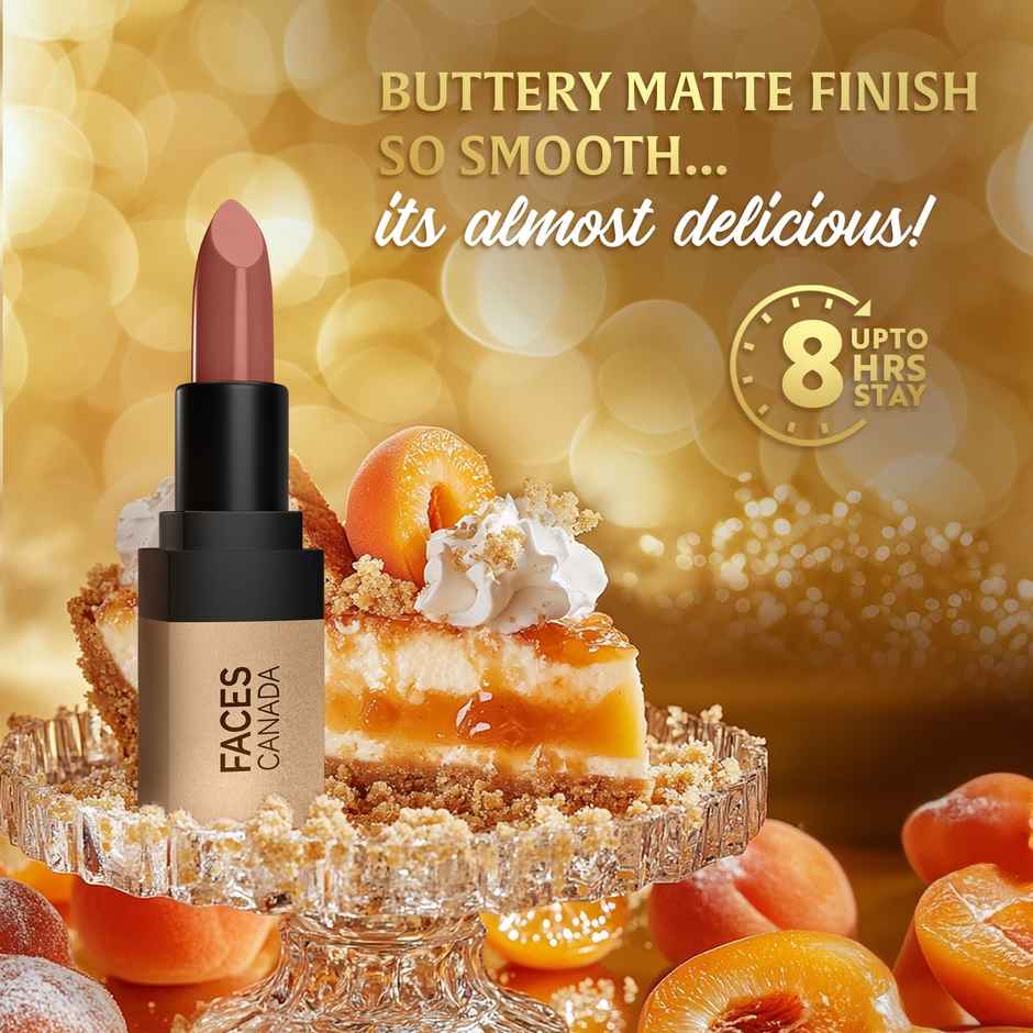 Faces Canada Comfy Matte Velvet Touch Lipstick - Apricot Jam 15, 4.2 g | 8Hr Stay | Intense Color