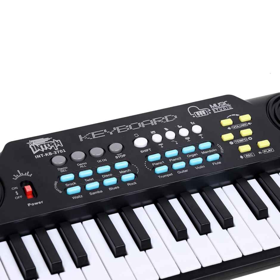 Intern Int-Kb-3701, 37 Keys Portable Mini Piano Keyboard | Microphone And 5V Dc Power Adapter|Black