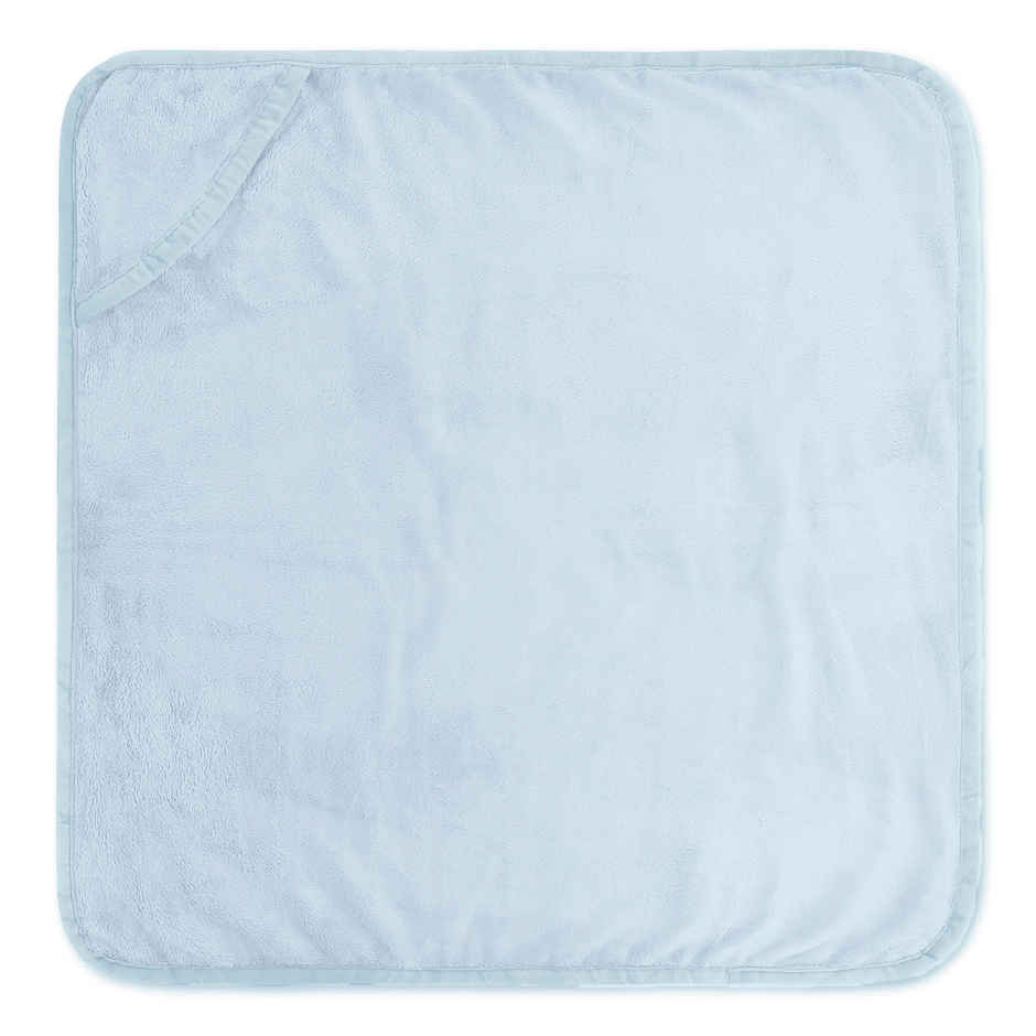 Haus & Kinder 450 GSM Hooded Blanket | New Born Baby | 0 to 6 Months | Sky Blue - 75 x 75 cm