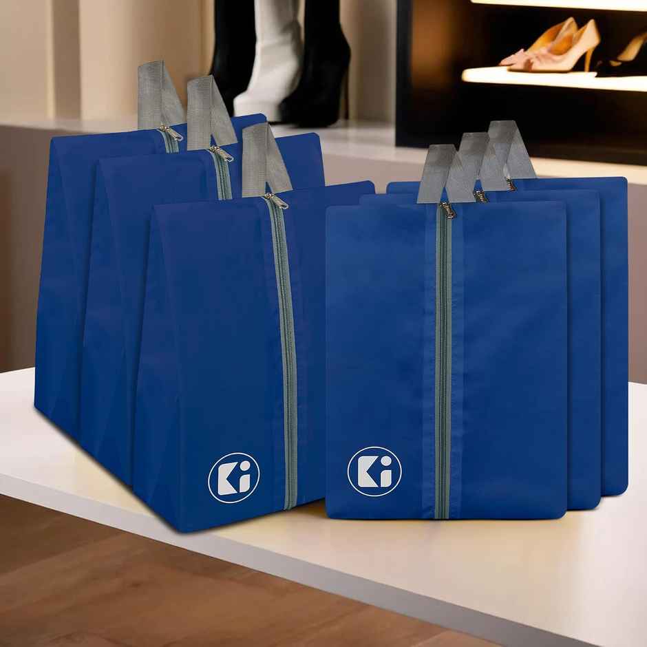 Kuber Industries Parachute Travel Shoe Organizer|Pack of 6|Royal Blue