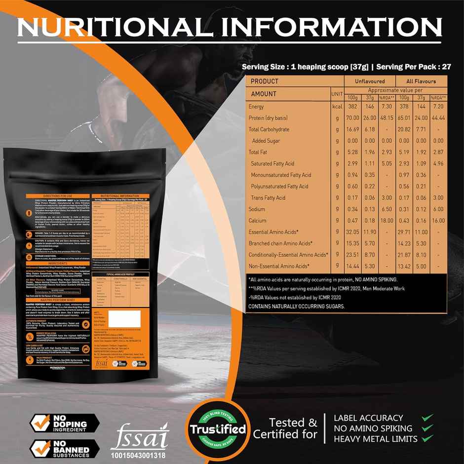 Nakpro Perform Whey Protein Concentrate Cookies & Cream 24G Protein 5.3G Bcaa