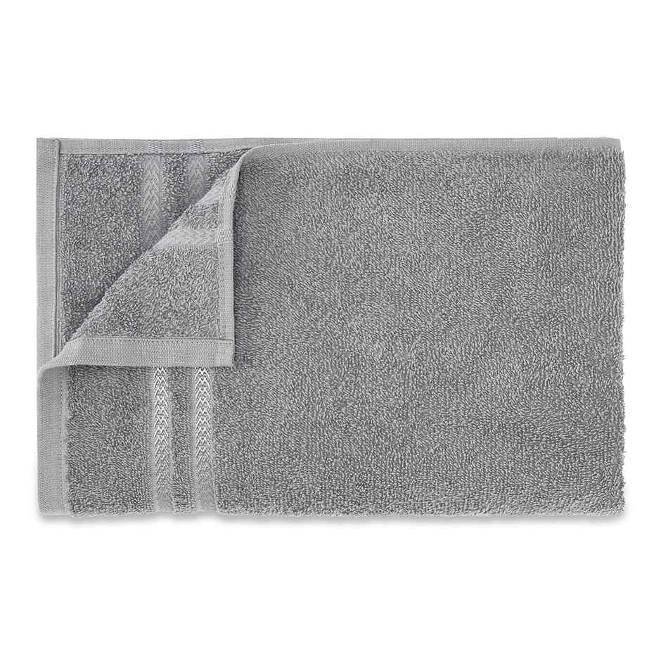 Welspun 100% Cotton Large (70 Cm X 137 Cm) | 380 Gsm Dobby Solid Bath Towel (Grey)- Quik Dry