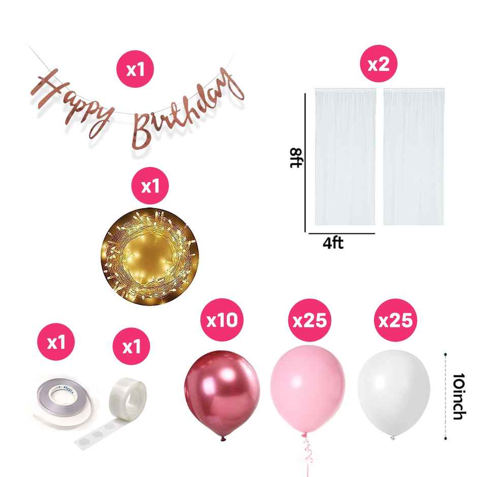 Party Propz Birthday Decoration Items For Girl - Pack Of 66