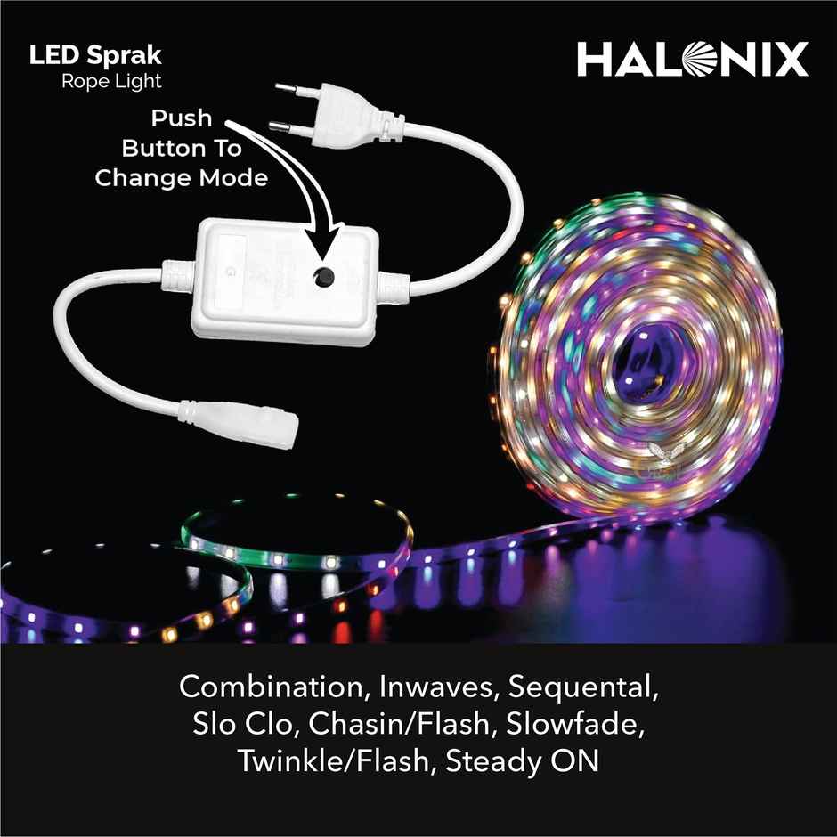 Halonix 11W Spark 10 Meter Waterproof Multicolor Rope Light