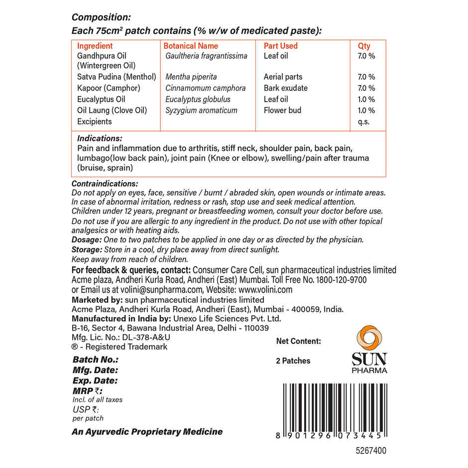 Volini Pain Relief Patch for Body Ache