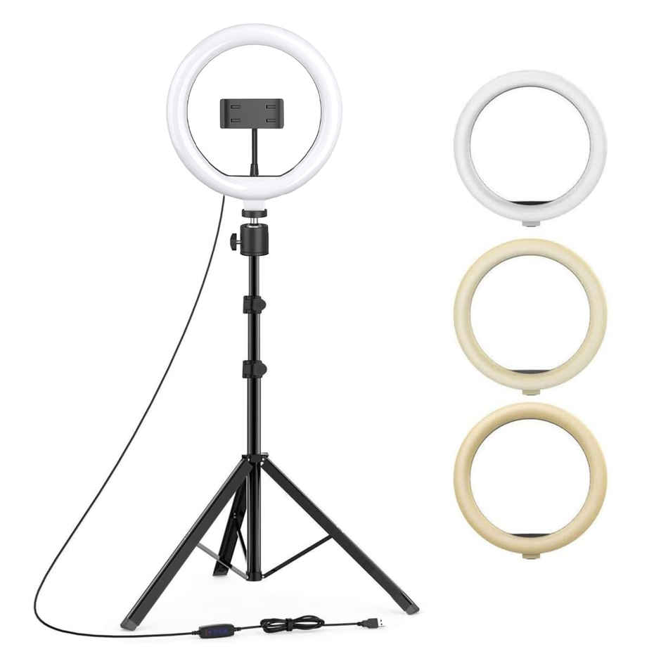 Bestor 10 Inch LED Ring Light with 7 Feet Tripod Stand and Mobile Holder