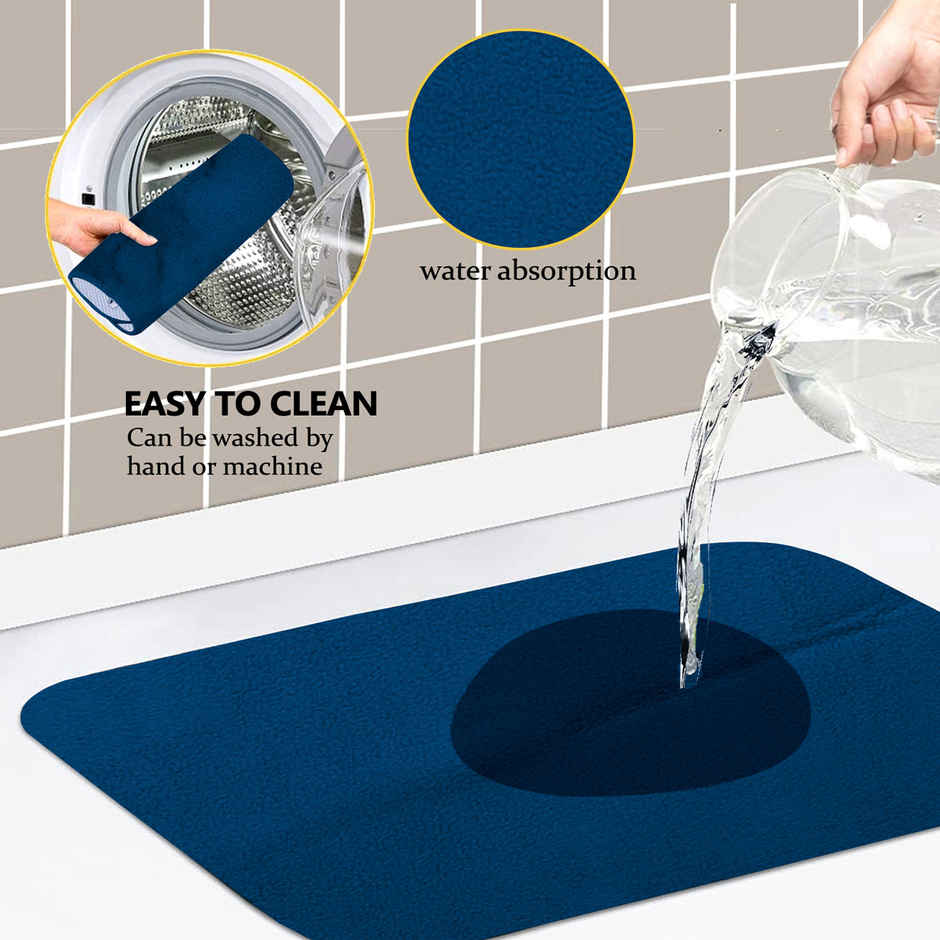 Kuber Industries Microfiber Reversible Kitchen Dish Dry Mat|38x50|Blue