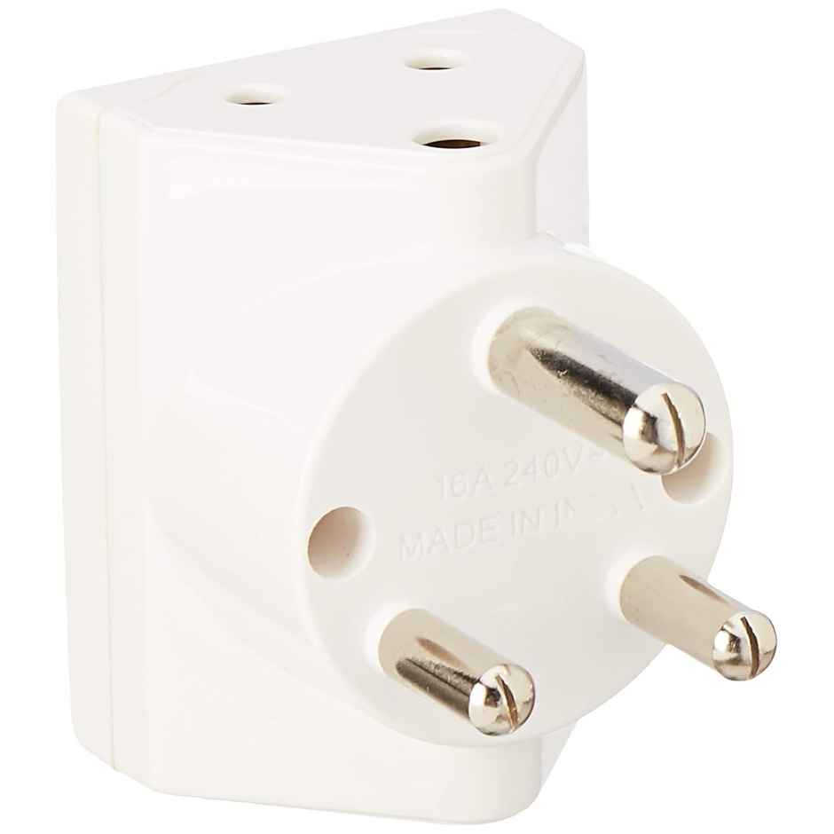 Panasonic 16A 3 Pin Multi Plug Adaptor - 3166 | White, Dimensions - 0.51 x 0.4 x 0.39 cm