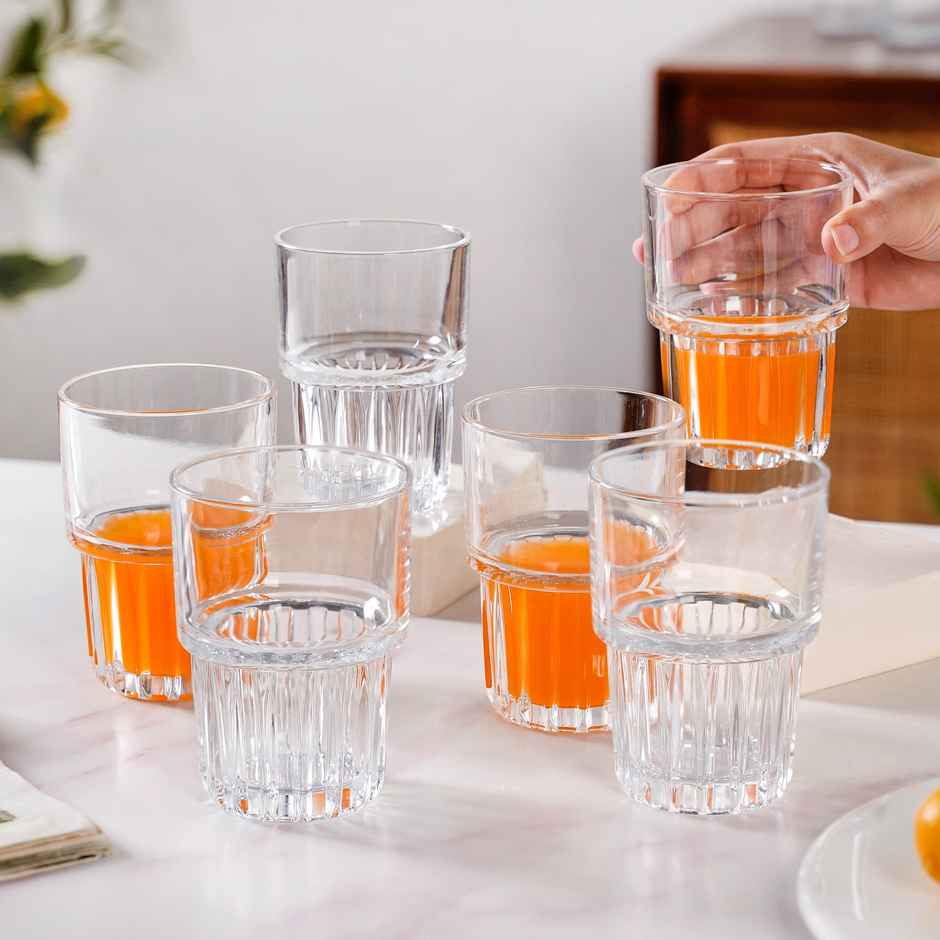 Nestasia Large Stackable Drinking Glass Tumblers | 340 ml