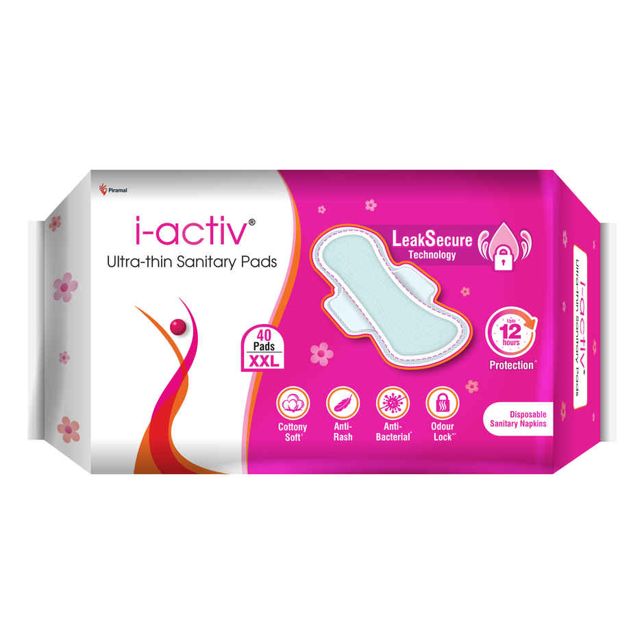 I-Activ Ultra Thin Sanitary Pads XXL | Cottony Soft | Anti-Rash | Heavy Flow Protection