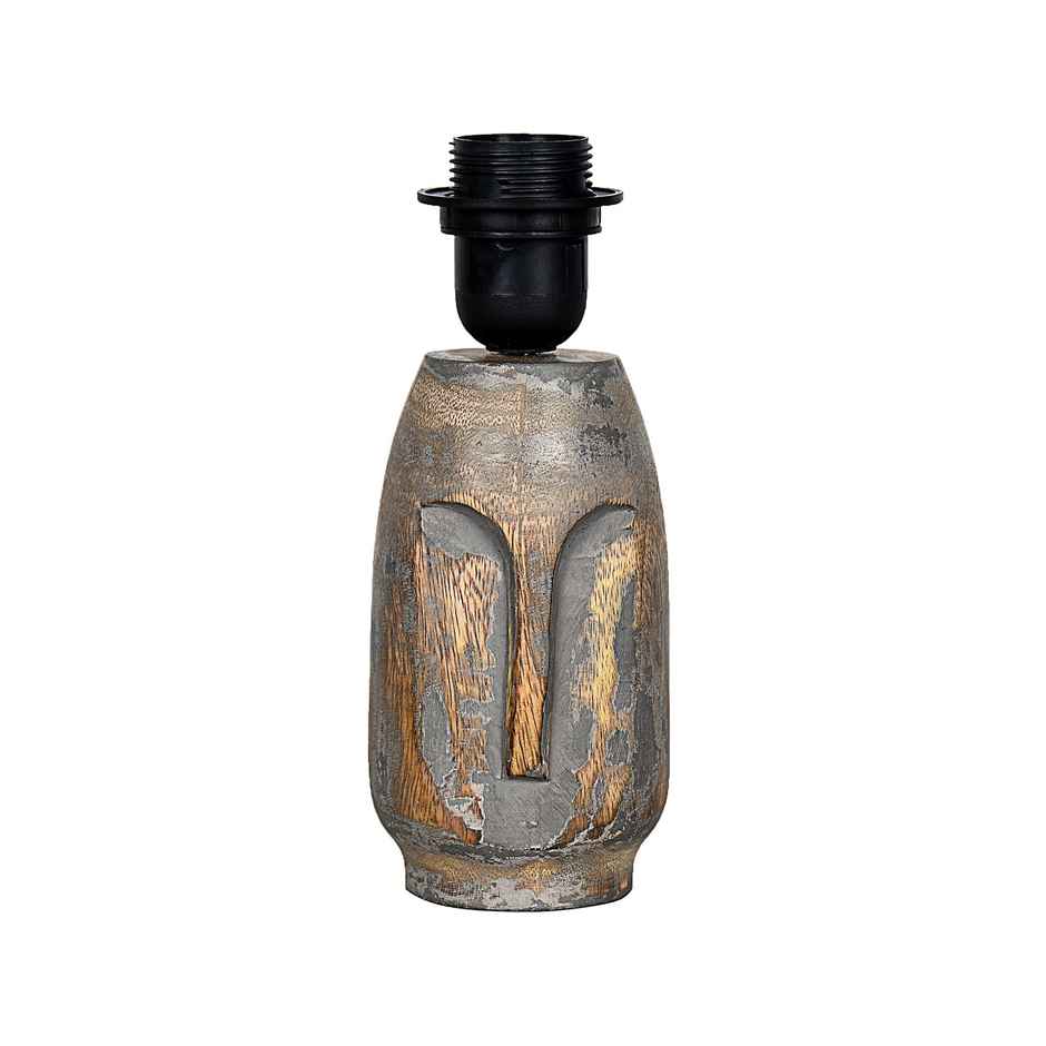 Homesake Small Retro Teardrop Table Lamp | Wood Grain Farmhouse | Bedroom & Living Room | Gray