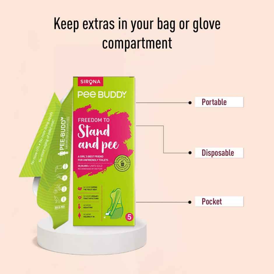 Sirona Peebuddy Funnels Disposable Female Urination Device | Portable, Leak-proof Stand, Pee Funnels