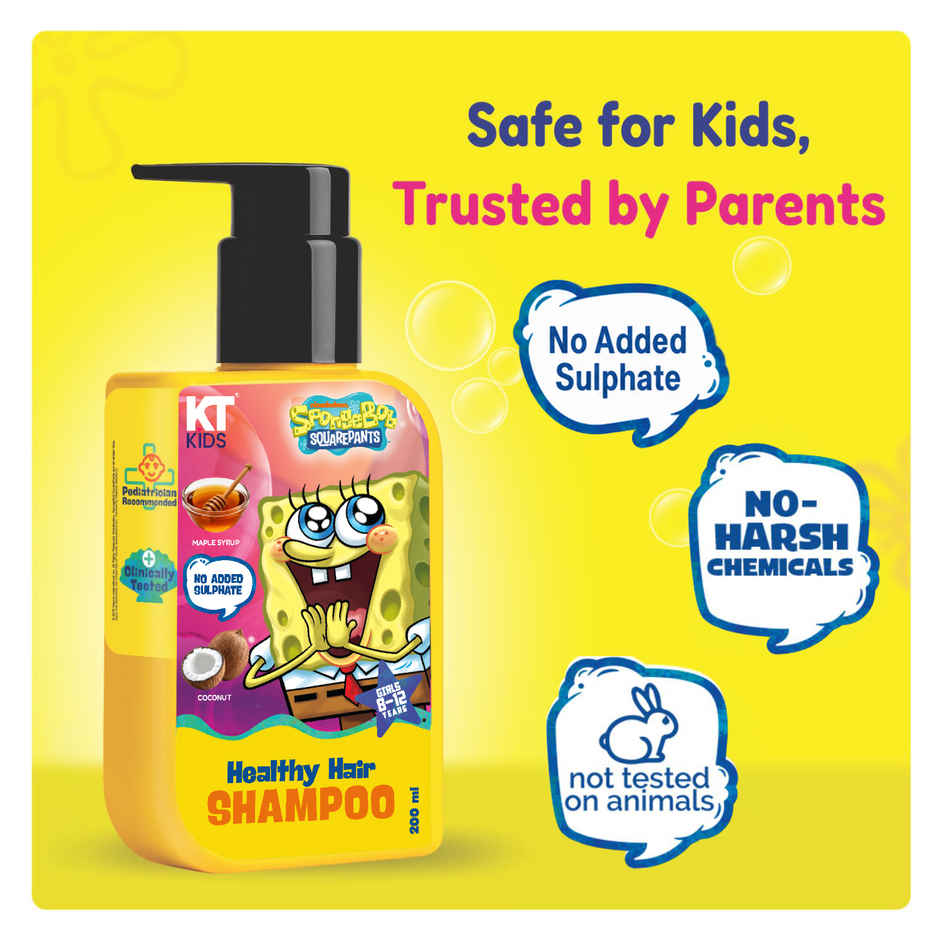 KT Kids Healthy Hair Shampoo Maple Syrup and coconut For Girls 8 to 12 years 1 Pack
