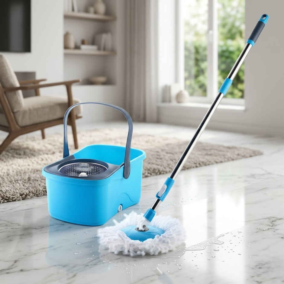 Proclean Elegant Bucket Spin Mop | With Telescopic Rod - 19-22 mm | With 2 Microfiber Mop