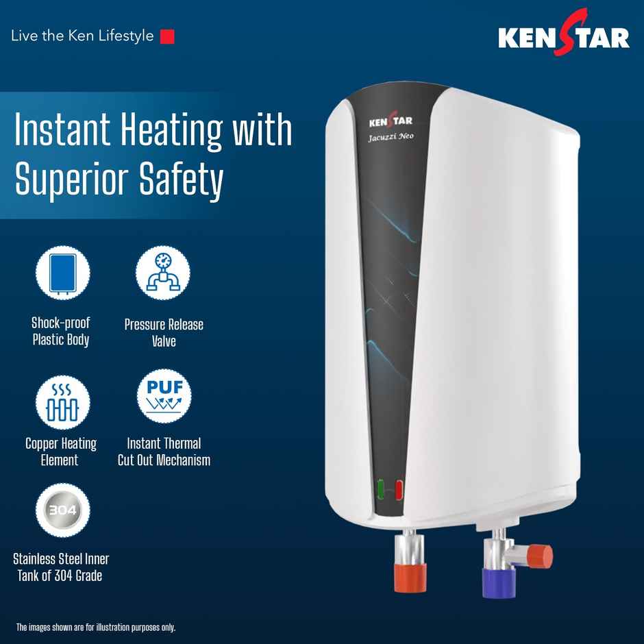 Kenstar JACUZZI NEO 5.5L Electric Instant Water Heater(Geyser)3000-Watts Powerful Heating