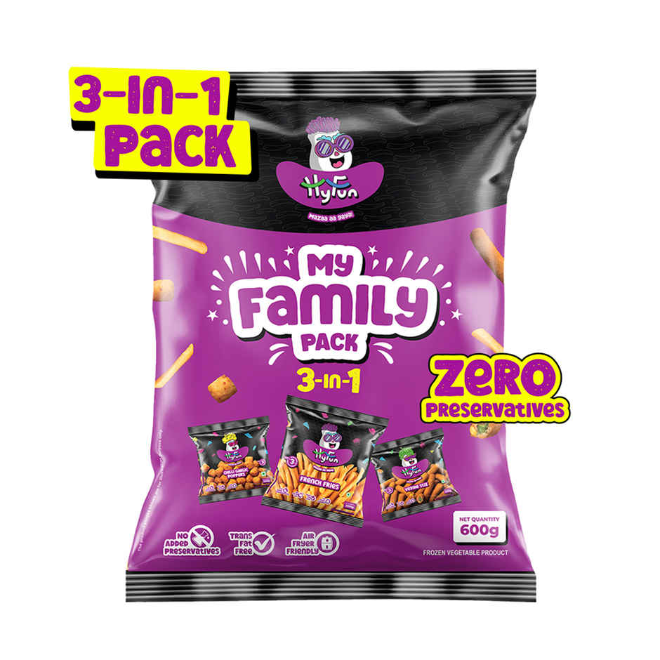 HyFun My Family Pack | 3-in-1 French Fries, Chilli Garlic Poppers & Veggie Stix | Frozen