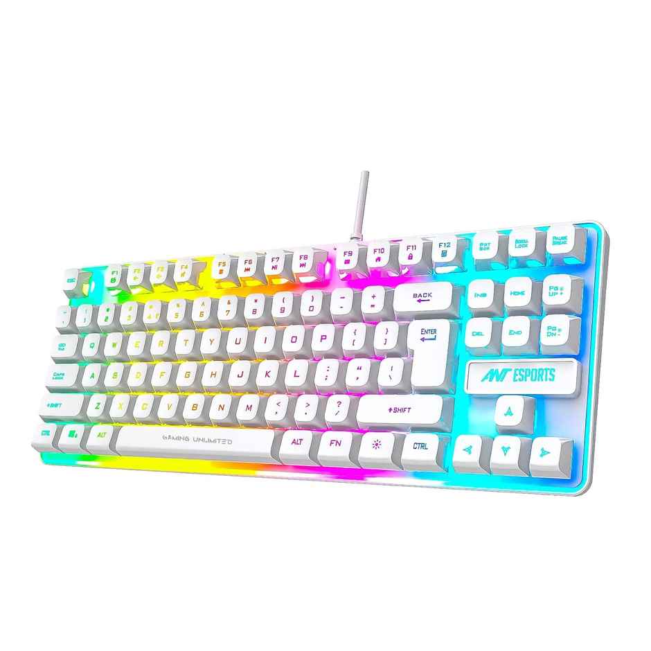 Ant Esports Mk700 V2 Membrane Tkl Wired,Waterproof Keyboard,Design And Work Mercury White