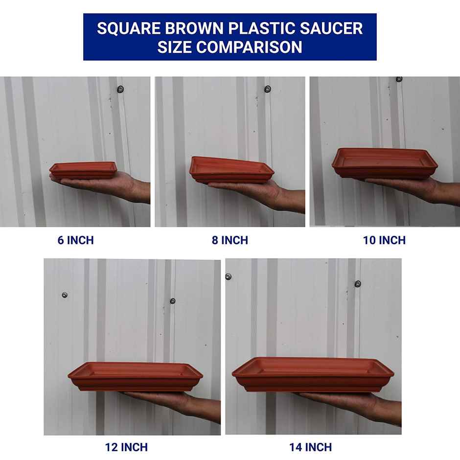 TrustBasket UV Treated Square Tray for 6 Inch Pots | Terracotta | Durable Plant Tray