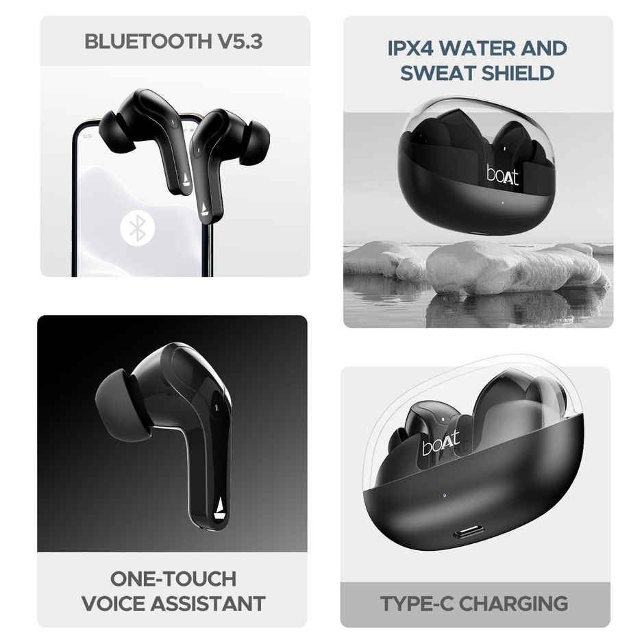 boAt Airdopes 311 Pro TWS Earbuds w/ 50H Playtime, ENx Tech, BEAST Mode & ASAP Charge (Active Black)