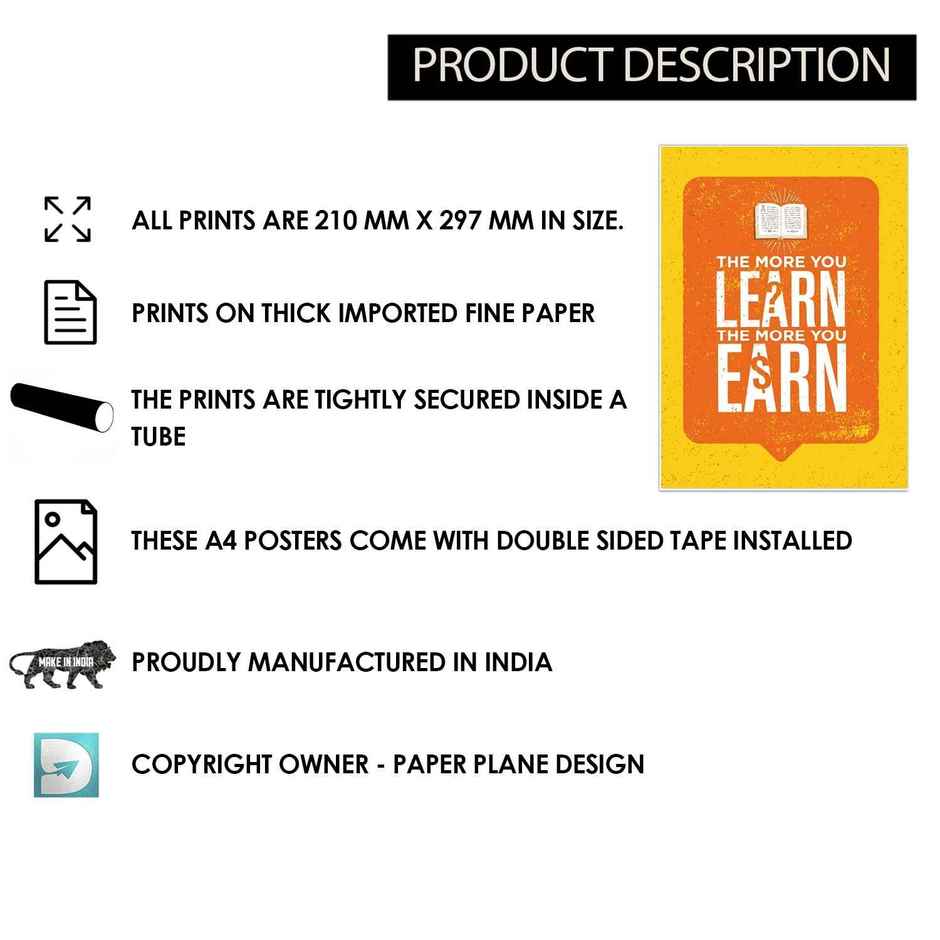 Paper Plane Design Motivational Wall Posters | Set of 12 | (29 cm x 21 cm) D10