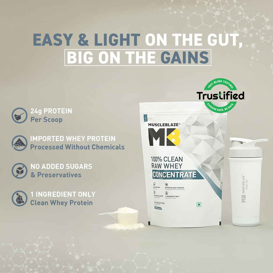MuscleBlaze Raw Whey Protein Powder Concentrate 80% (Unflavoured)