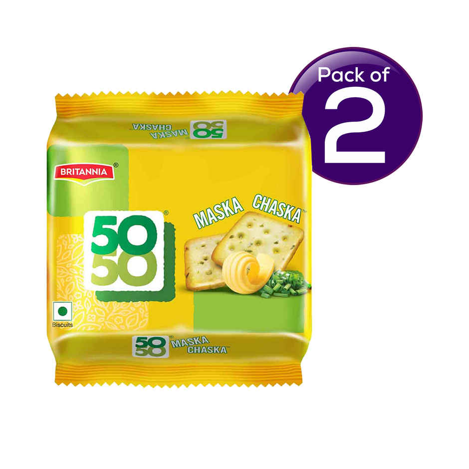 Britannia 50-50 Maska Chaska Biscuits Butter Flavoured Crackers | Combo