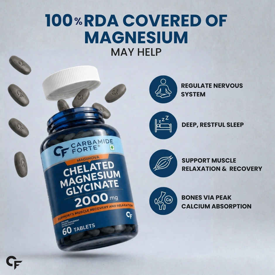Carbamide Forte Chelated Magnesium Glycinate Supplement 2000mg Per Serving | Magnesium Supplement
