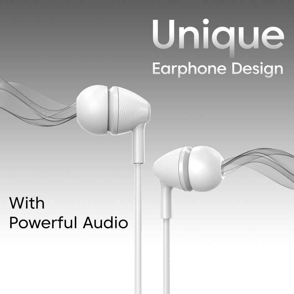Sounce Wired Earphones | Clear Sound, Comfortable Fit, 3.5mm Jack, Tangle-Free Cable | White