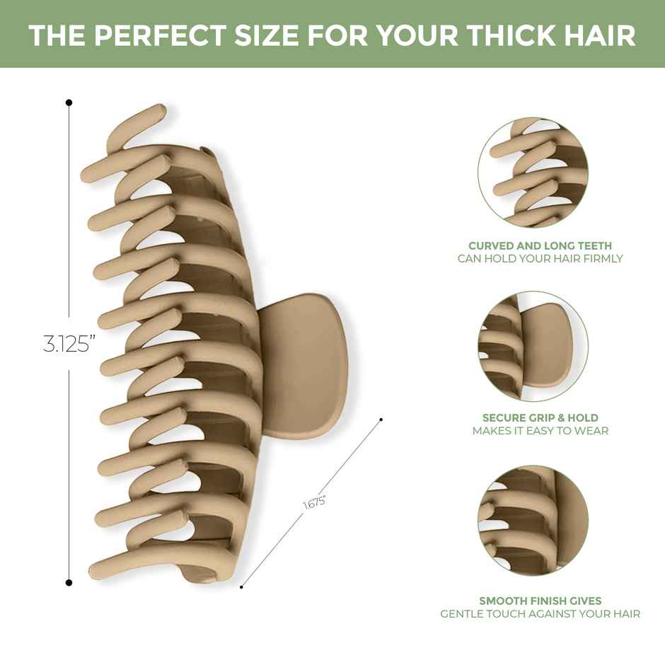 Prolume Cylindrical Claw Clips Hair Accessories For Women/Girl | Light Beige | Dark Beige