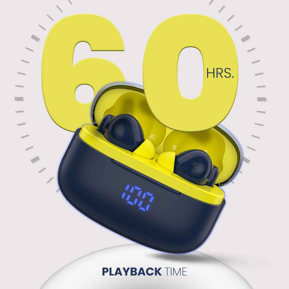 Cellecor Bropods Cb44 Ace Tws 60 Hrs Playtime Enc Low Latency Fast Charging Type-c - Blue Yellow