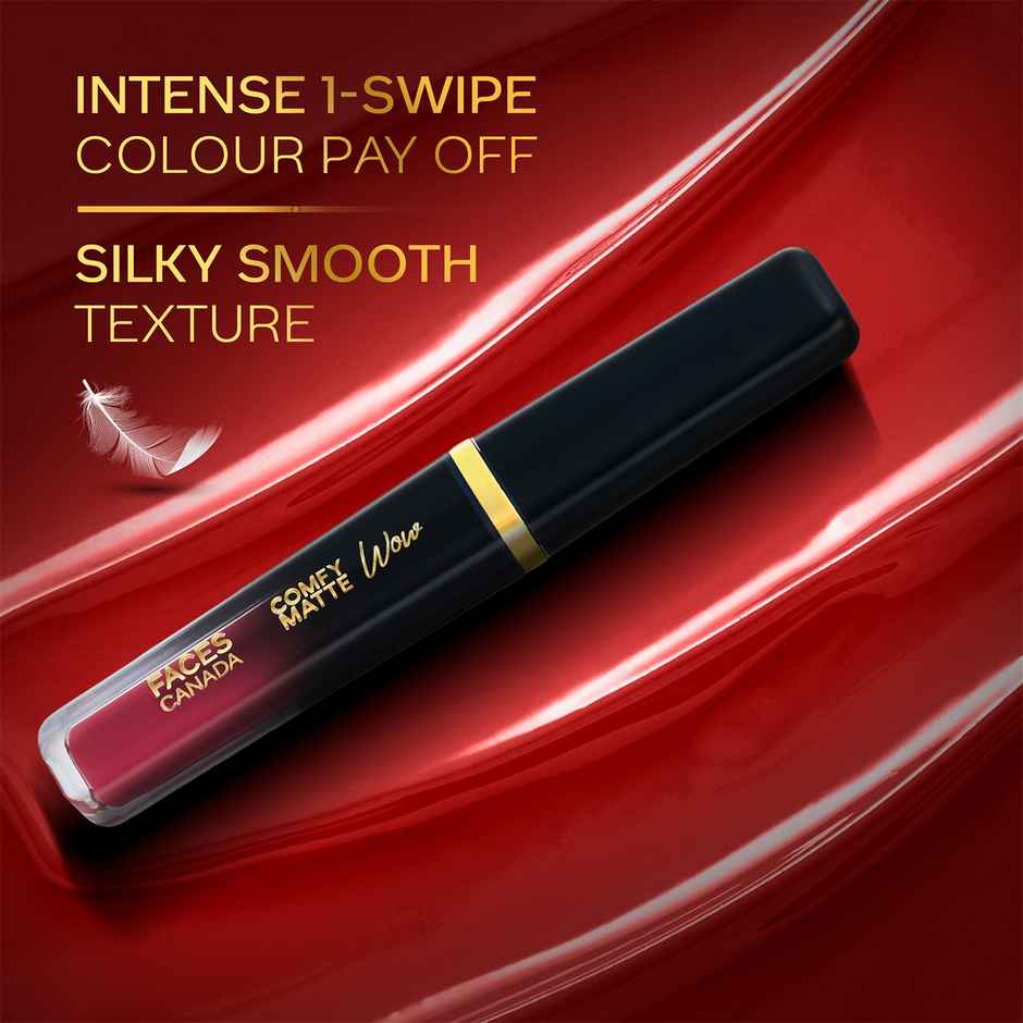 Faces Canada Comfy Matte Wow Liquid Lipstick | Ruby Rouge 03, One Swipe Application