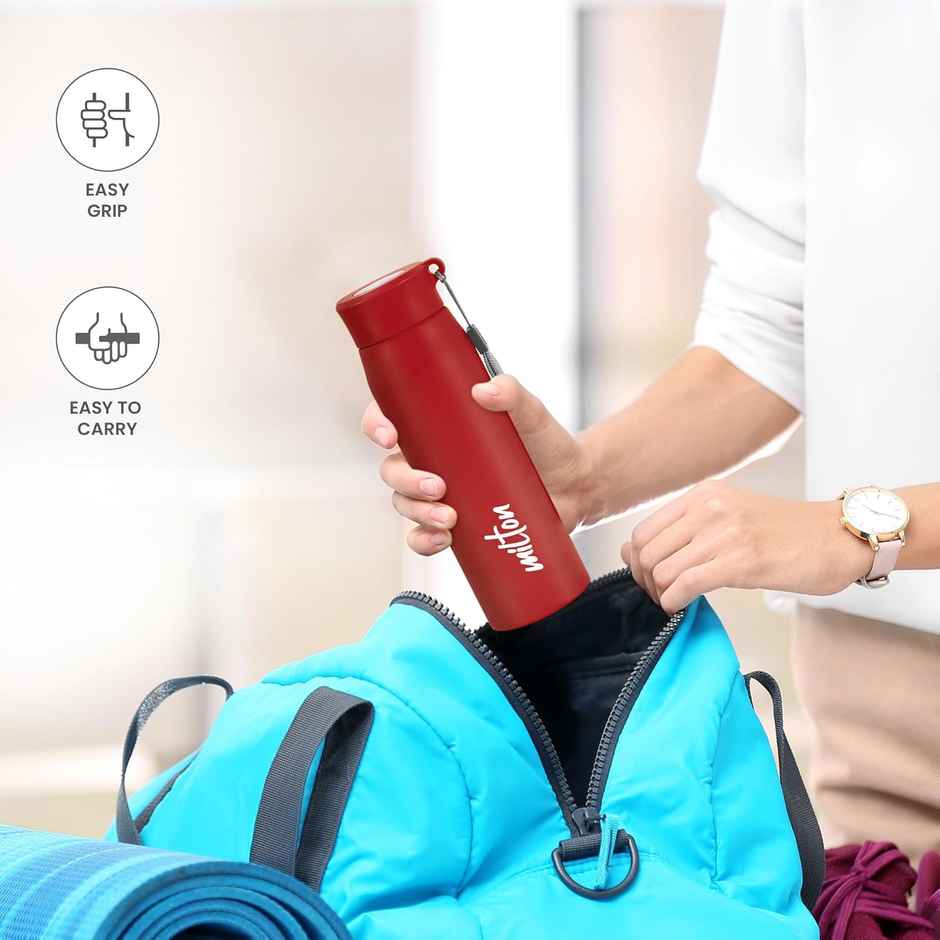 Milton Handy 650 Stainless Steel Water Bottle | 690 ml | Red | Single Walled