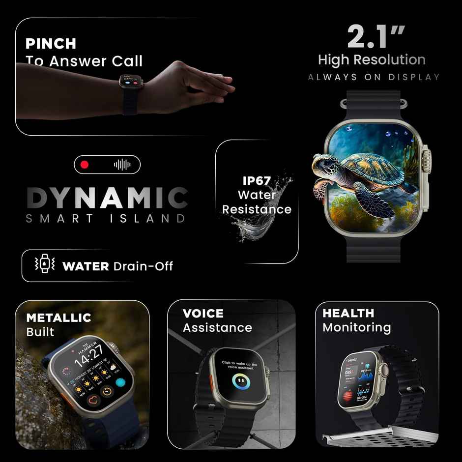Hammer Active 2.0 Plus 2.1 Inch Display Smart Watch With Gesture Control| Bluetooth Calling (Blue)