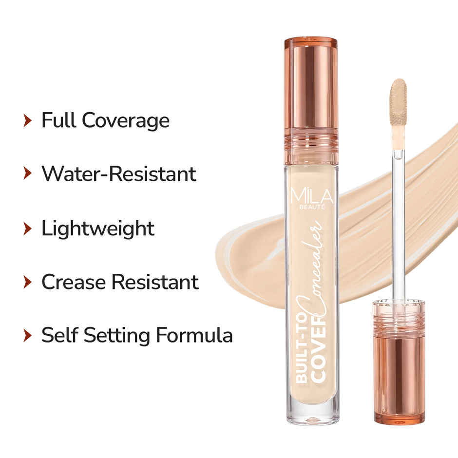 Mila Beaute Build to Cover Matte Liquid Concealer - Full Coverage, Waterproof | 101 Light Ivory