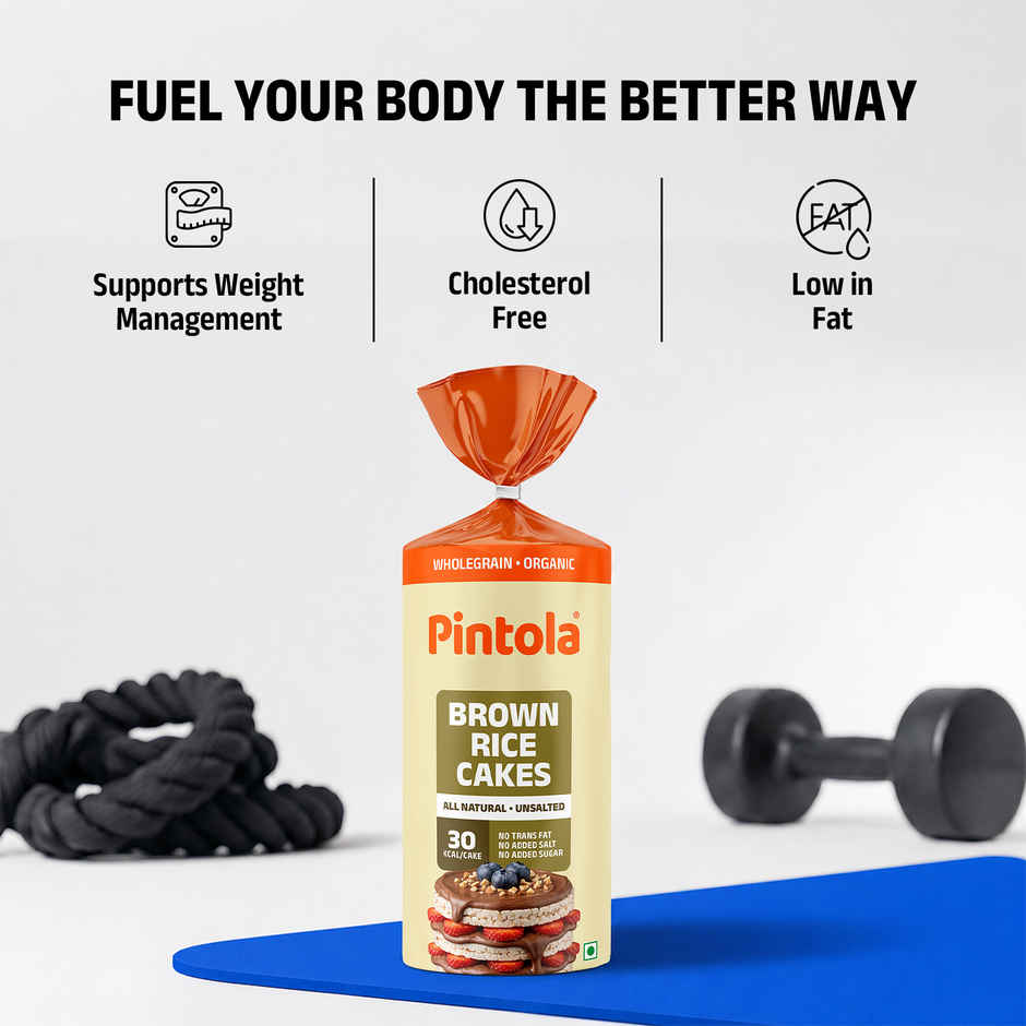 Pintola Organic Wholegrain Brown Rice Cakes Unsalted | Snack Essential