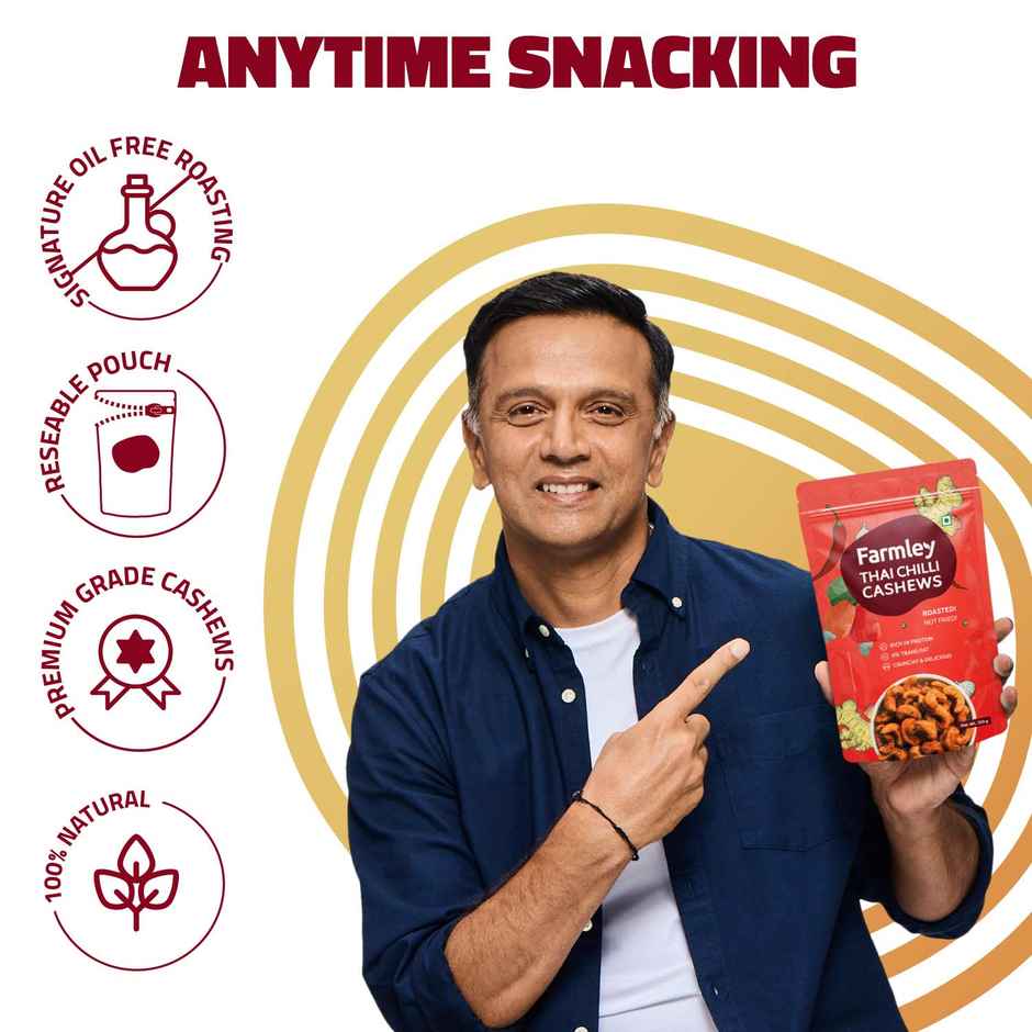 Farmley Thai Chilli Roasted Cashews (Kaju) Rich in Protein Crunchy & Delicious