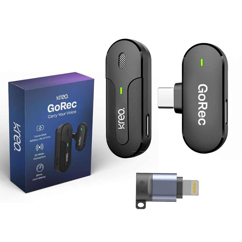 Kreo Gorec Professional Wireless Mic With Solo Transmitter,Usb-C,Long Battery Life