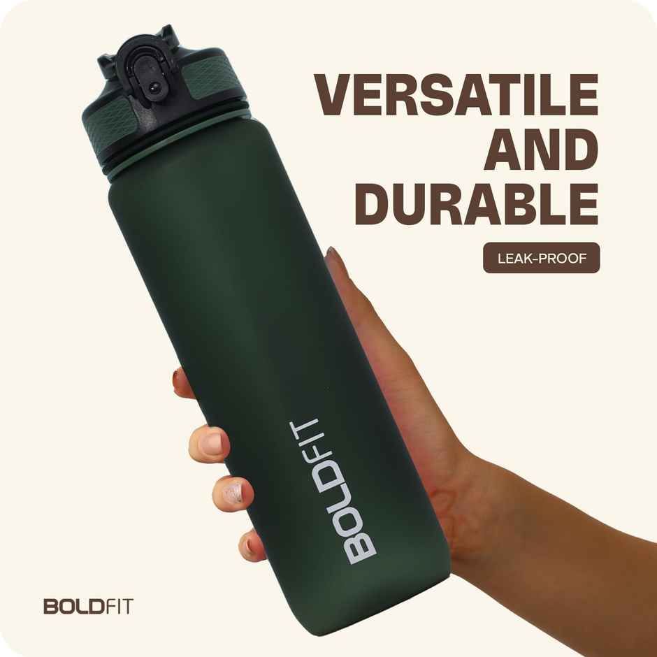 Boldfit Sipper Water Bottle Motivational 1L Hunter Green