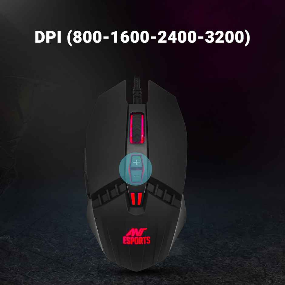 Ant Esports Km500 Pro Backlit Gaming Keyboard,Braided Cable And 3200 Dpi Optical Sensor