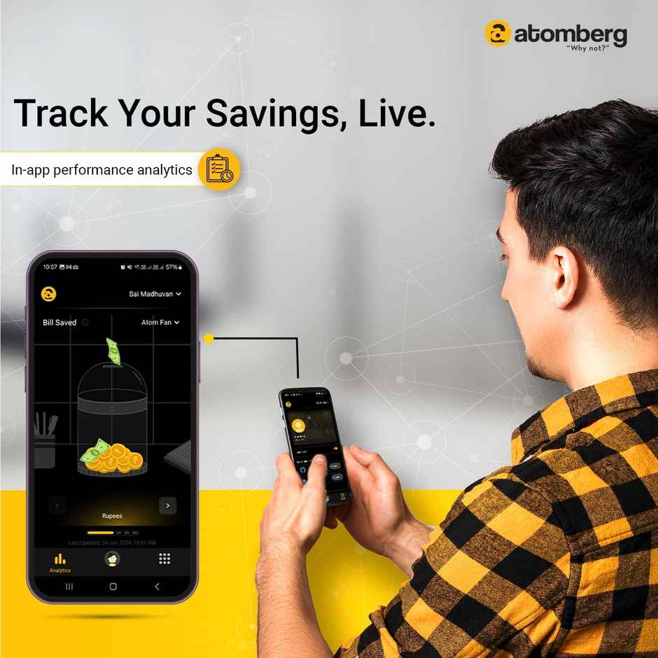 Atomberg Renesa BLDC Ceiling Fan,1200mm,Remote Control,BEE 5 star ,LED Indicators,Midnight Black